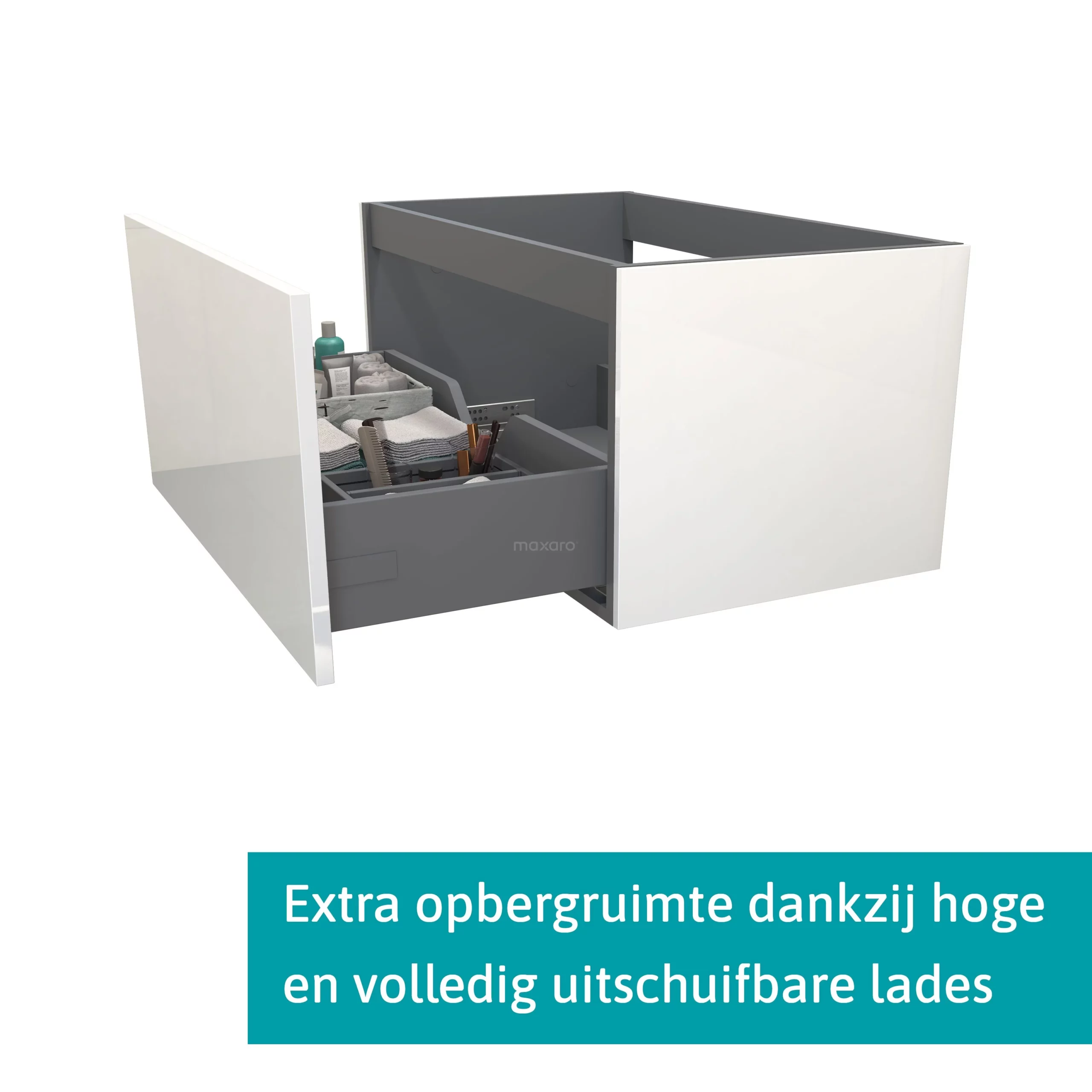 Modulo Badkamermeubel Met Wastafel | 80 Cm Hoogglans Wit Vlak Front Keramiek 1 Lade 2 Modulo Badkamermeubel Met Wastafel | 80 Cm Hoogglans Wit Vlak Front Keramiek 1 Lade - Afbeelding 2