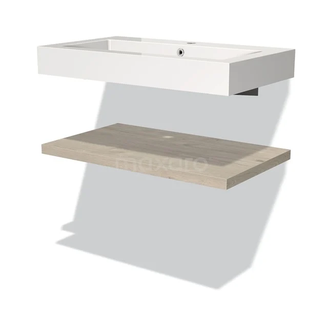 Modulo Badkamermeubel Met Wastafel | 80 Cm Lichtgrijs Eiken Front Mineraalmarmer Wastafel Met Blad 1 Modulo Badkamermeubel Met Wastafel | 80 Cm Lichtgrijs Eiken Front Mineraalmarmer Wastafel Met Blad