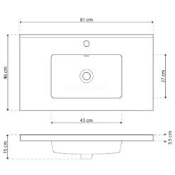Modulo Badkamermeubel Met Wastafel | 80 Cm Mat Wit Vlak Front Keramiek 2 Lades Onder Elkaar -Badkamer Verkoopwinkel modulo badkamermeubel met wastafel 80 cm mat wit vlak front keramiek 2 lades onder elkaar bmw17 01403 5