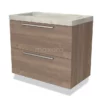 Modulo Badkamermeubel Met Wastafel | 80 Cm Middenbruin Eiken Vlak Front Beton 2 Lades Onder Elkaar