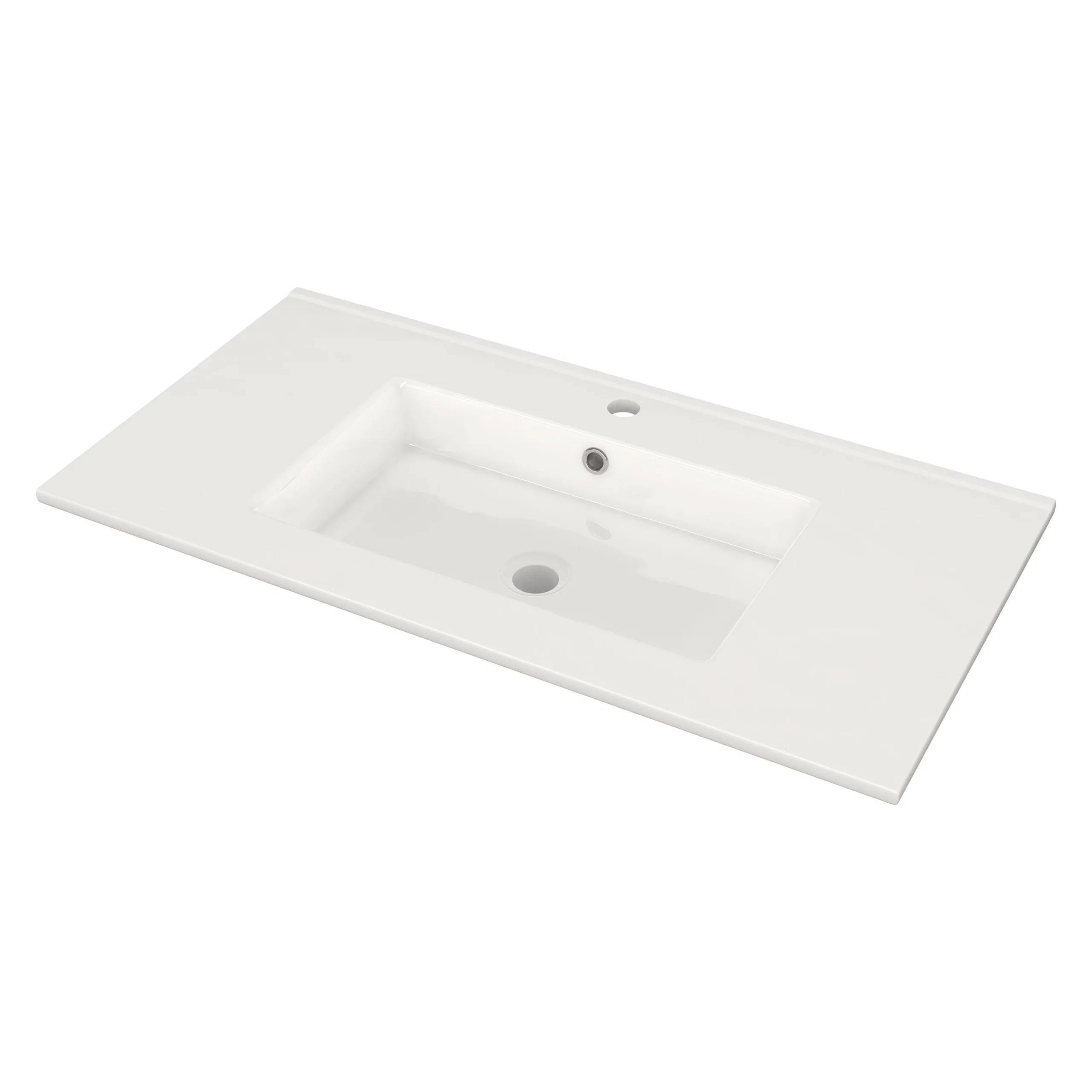 Modulo Badkamermeubel Met Wastafel | 90 Cm Grijs Eiken Vlak Front Keramiek 2 Lades Onder Elkaar 3 Modulo Badkamermeubel Met Wastafel | 90 Cm Grijs Eiken Vlak Front Keramiek 2 Lades Onder Elkaar - Afbeelding 3