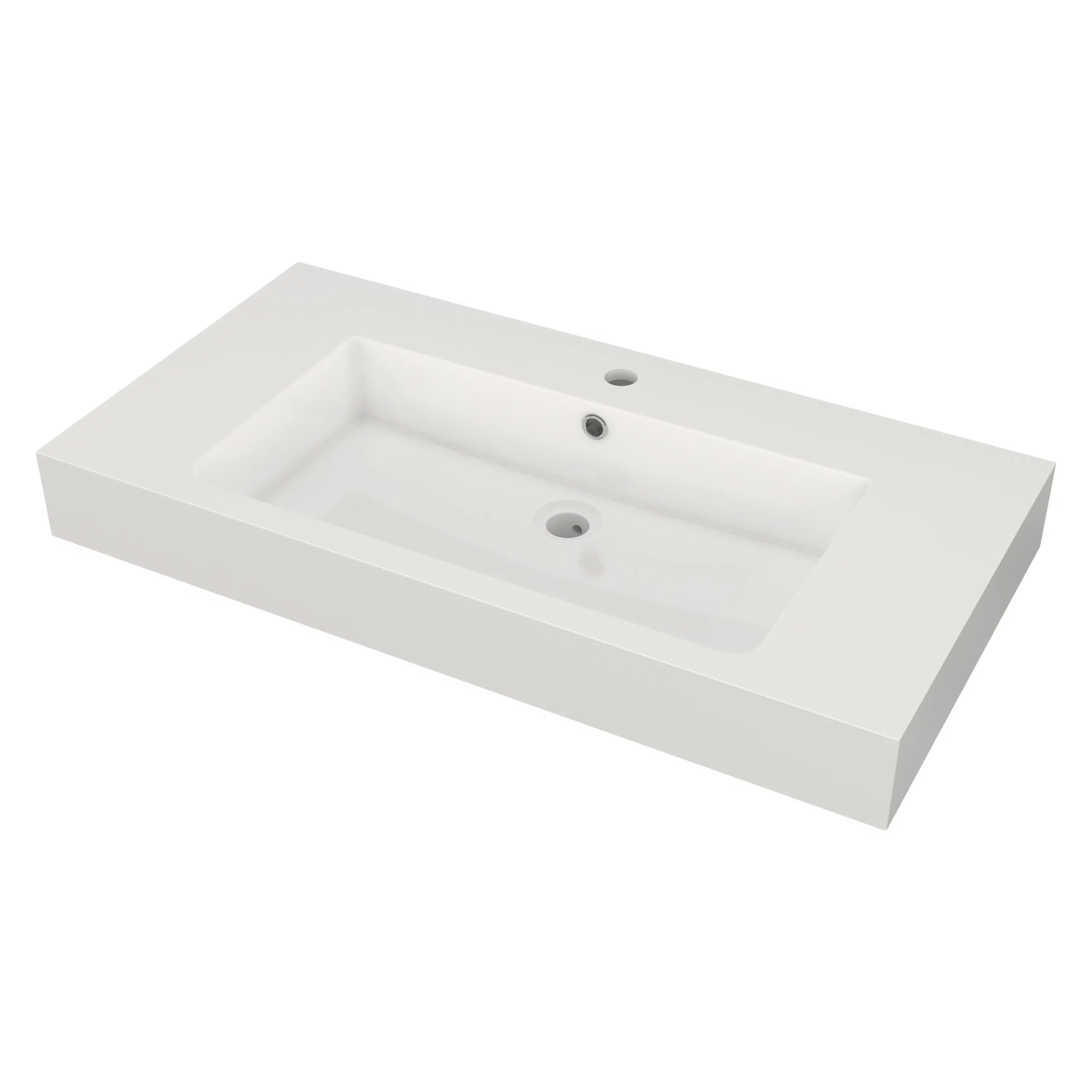 Modulo Badkamermeubel Met Wastafel | 90 Cm Lichtgrijs Beton Vlak Front Mineraalmarmer 2 Lades Onder Elkaar 3 Modulo Badkamermeubel Met Wastafel | 90 Cm Lichtgrijs Beton Vlak Front Mineraalmarmer 2 Lades Onder Elkaar - Afbeelding 3