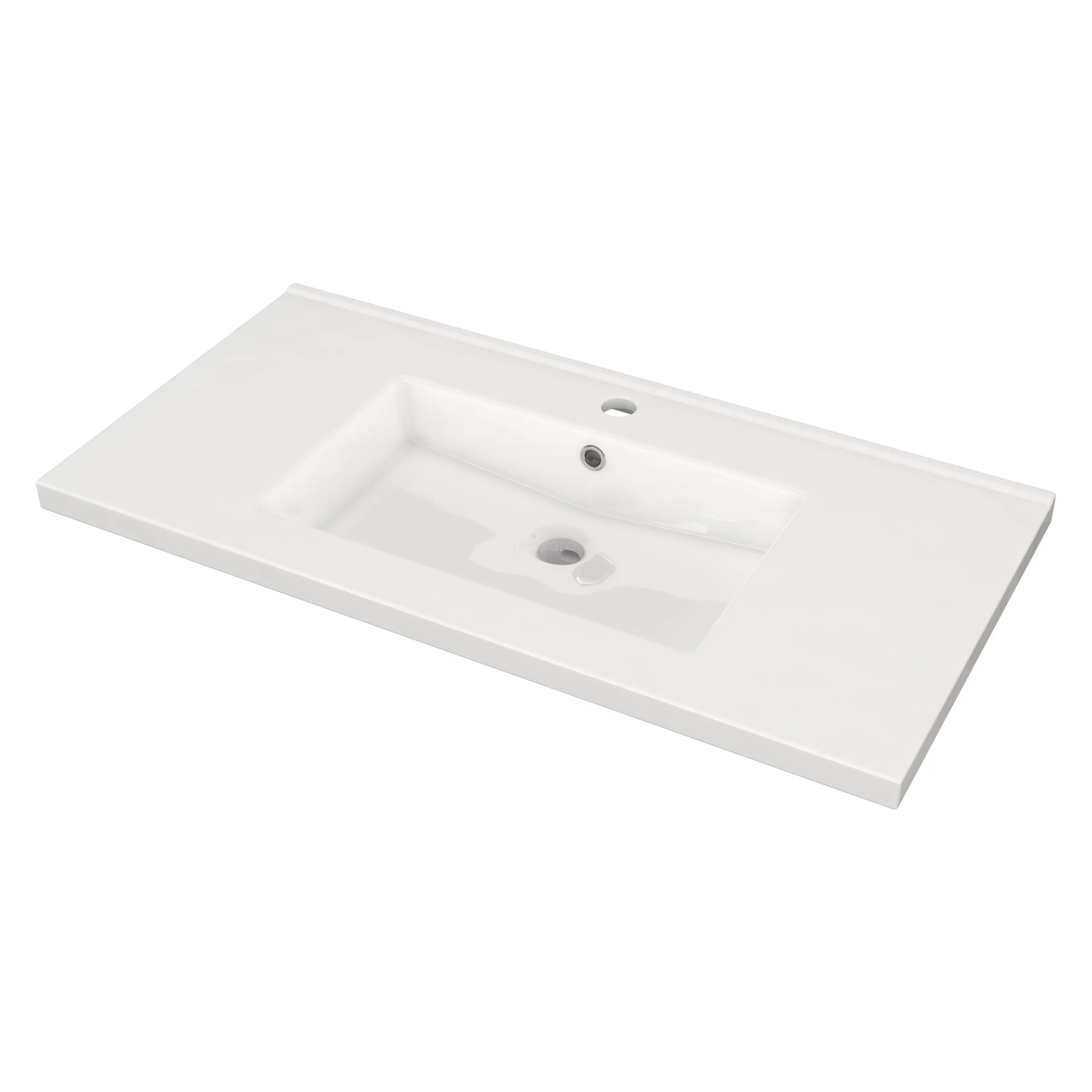 Modulo Badkamermeubel Met Wastafel | 90 Cm Mat Wit Greeploos Front Keramiek 2 Lades Onder Elkaar 3 Modulo Badkamermeubel Met Wastafel | 90 Cm Mat Wit Greeploos Front Keramiek 2 Lades Onder Elkaar - Afbeelding 3