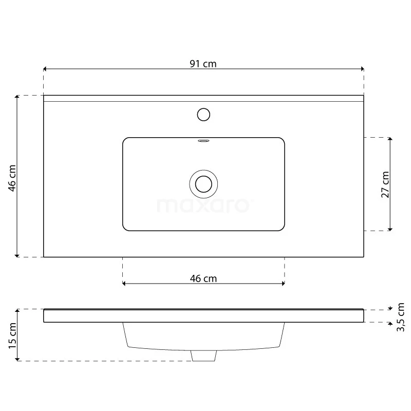 Modulo Badkamermeubel Met Wastafel | 90 Cm Mat Wit Greeploos Front Keramiek 2 Lades Onder Elkaar 6 Modulo Badkamermeubel Met Wastafel | 90 Cm Mat Wit Greeploos Front Keramiek 2 Lades Onder Elkaar - Afbeelding 6