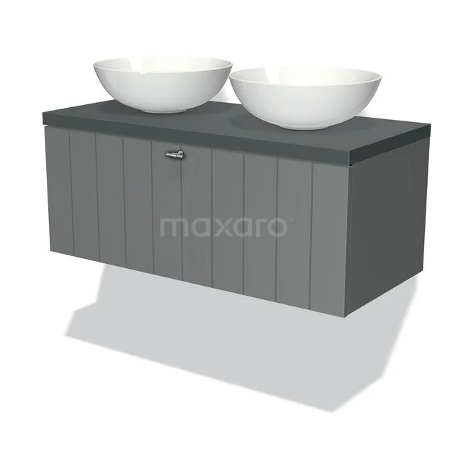 Modulo Plato Badkamermeubel Voor Waskom | 100 Cm Middengrijs Lamel Front Donkergrijs Blad 1 Lade 1 Modulo Plato Badkamermeubel Voor Waskom | 100 Cm Middengrijs Lamel Front Donkergrijs Blad 1 Lade
