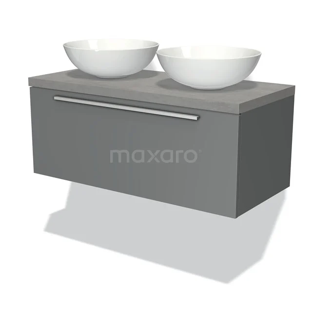 Modulo Plato Badkamermeubel Voor Waskom | 100 Cm Middengrijs Vlak Front Lichtgrijs Beton Blad 1 Lade 1 Modulo Plato Badkamermeubel Voor Waskom | 100 Cm Middengrijs Vlak Front Lichtgrijs Beton Blad 1 Lade