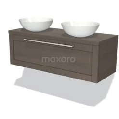 Modulo Plato Badkamermeubel Voor Waskom | 120 Cm Donkerbruin Eiken Kader Front Donkerbruin Eiken Blad 1 Lade