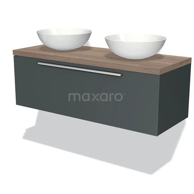 Modulo Plato Badkamermeubel Voor Waskom | 120 Cm Donkergrijs Vlak Front Middenbruin Eiken Blad 1 Lade 1 Modulo Plato Badkamermeubel Voor Waskom | 120 Cm Donkergrijs Vlak Front Middenbruin Eiken Blad 1 Lade