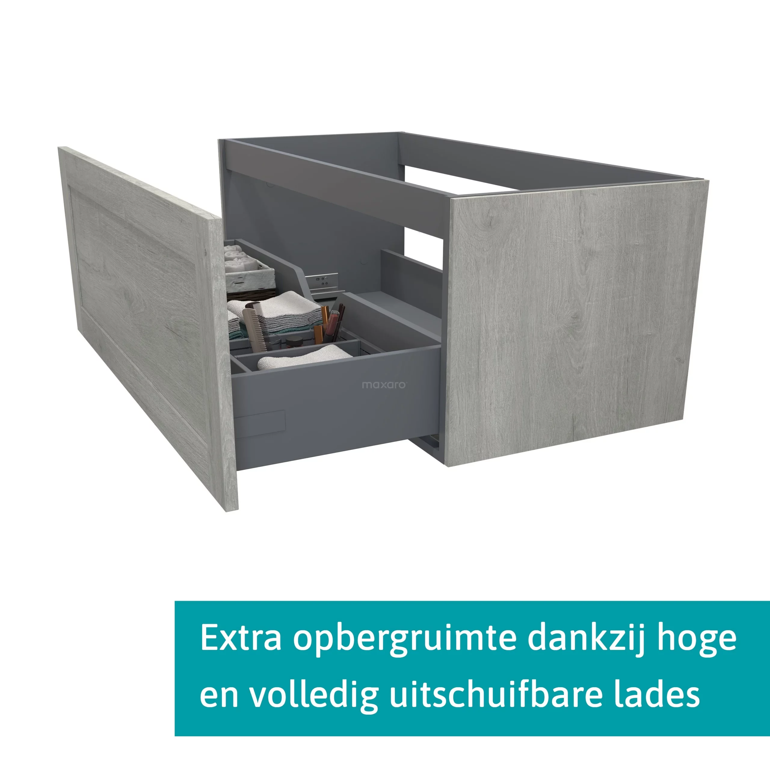 Modulo Plato Badkamermeubel Voor Waskom | 120 Cm Grijs Eiken Kader Front Middenbruin Eiken Blad 1 Lade 2 Modulo Plato Badkamermeubel Voor Waskom | 120 Cm Grijs Eiken Kader Front Middenbruin Eiken Blad 1 Lade - Afbeelding 2