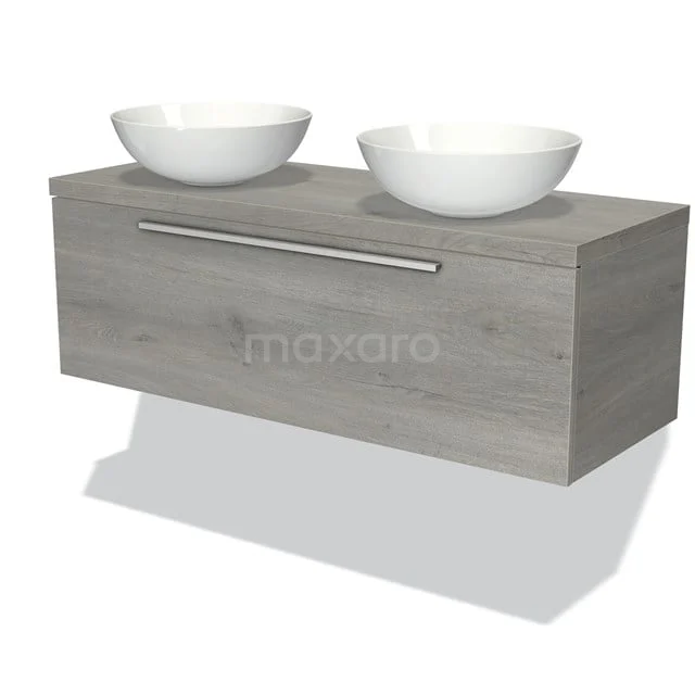 Modulo Plato Badkamermeubel Voor Waskom | 120 Cm Grijs Eiken Vlak Front Grijs Eiken Blad 1 Lade 1 Modulo Plato Badkamermeubel Voor Waskom | 120 Cm Grijs Eiken Vlak Front Grijs Eiken Blad 1 Lade