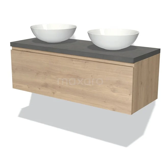 Modulo Plato Badkamermeubel Voor Waskom | 120 Cm Lichtbruin Eiken Greeploos Front Donkergrijs Beton Blad 1 Lade 1 Modulo Plato Badkamermeubel Voor Waskom | 120 Cm Lichtbruin Eiken Greeploos Front Donkergrijs Beton Blad 1 Lade