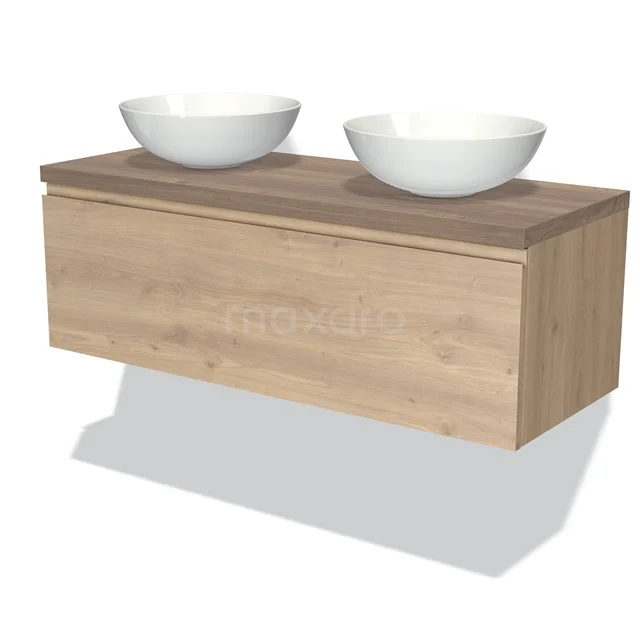 Modulo Plato Badkamermeubel Voor Waskom | 120 Cm Lichtbruin Eiken Greeploos Front Middenbruin Eiken Blad 1 Lade 1 Modulo Plato Badkamermeubel Voor Waskom | 120 Cm Lichtbruin Eiken Greeploos Front Middenbruin Eiken Blad 1 Lade