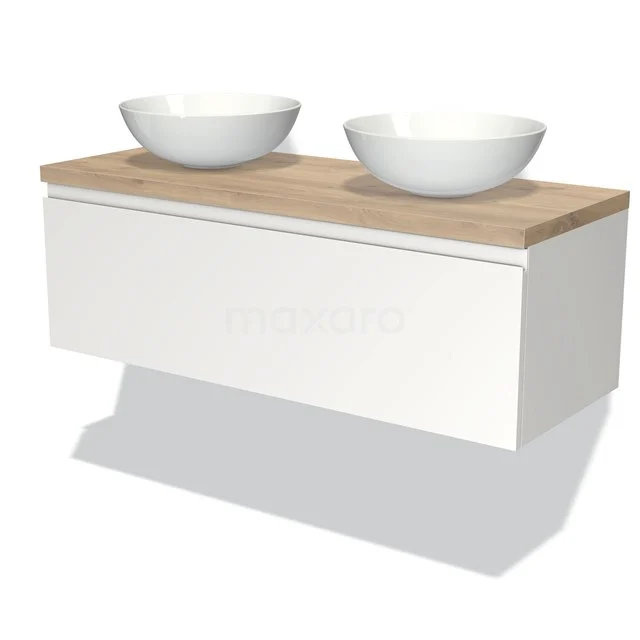 Modulo Plato Badkamermeubel Voor Waskom | 120 Cm Mat Wit Greeploos Front Lichtbruin Eiken Blad 1 Lade 1 Modulo Plato Badkamermeubel Voor Waskom | 120 Cm Mat Wit Greeploos Front Lichtbruin Eiken Blad 1 Lade