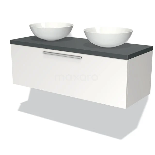 Modulo Plato Badkamermeubel Voor Waskom | 120 Cm Mat Wit Vlak Front Donkergrijs Blad 1 Lade 1 Modulo Plato Badkamermeubel Voor Waskom | 120 Cm Mat Wit Vlak Front Donkergrijs Blad 1 Lade