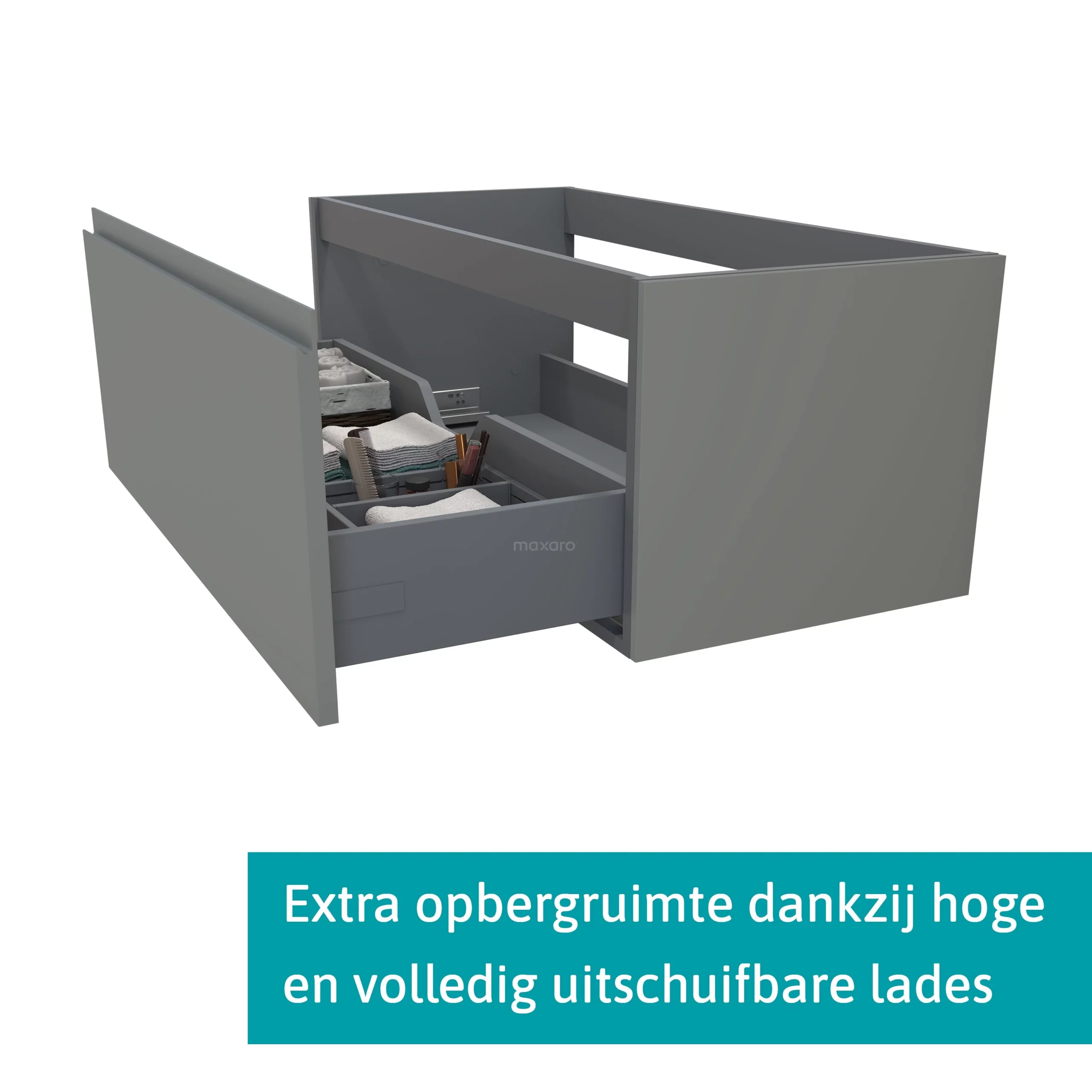 Modulo Plato Badkamermeubel Voor Waskom | 120 Cm Middengrijs Greeploos Front Middengrijs Blad 1 Lade 2 Modulo Plato Badkamermeubel Voor Waskom | 120 Cm Middengrijs Greeploos Front Middengrijs Blad 1 Lade - Afbeelding 2