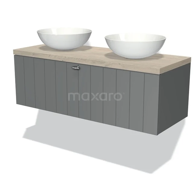 Modulo Plato Badkamermeubel Voor Waskom | 120 Cm Middengrijs Lamel Front Lichtgrijs Eiken Blad 1 Lade 1 Modulo Plato Badkamermeubel Voor Waskom | 120 Cm Middengrijs Lamel Front Lichtgrijs Eiken Blad 1 Lade