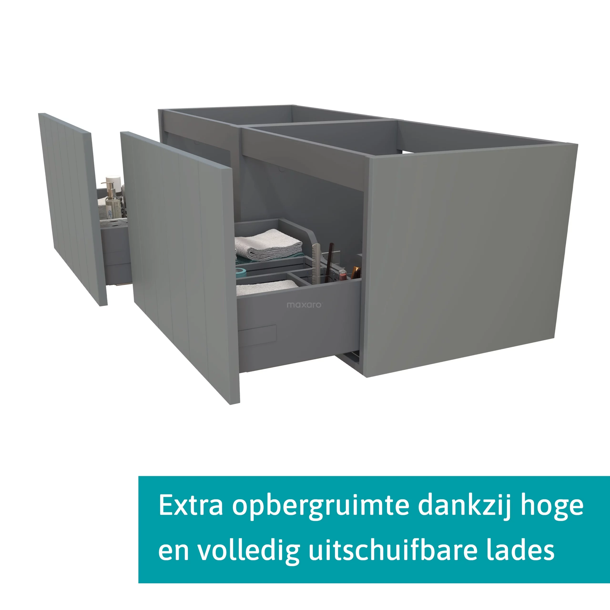 Modulo Plato Badkamermeubel Voor Waskom | 120 Cm Middengrijs Lamel Front Middengrijs Blad 2 Lades Naast Elkaar 2 Modulo Plato Badkamermeubel Voor Waskom | 120 Cm Middengrijs Lamel Front Middengrijs Blad 2 Lades Naast Elkaar - Afbeelding 2