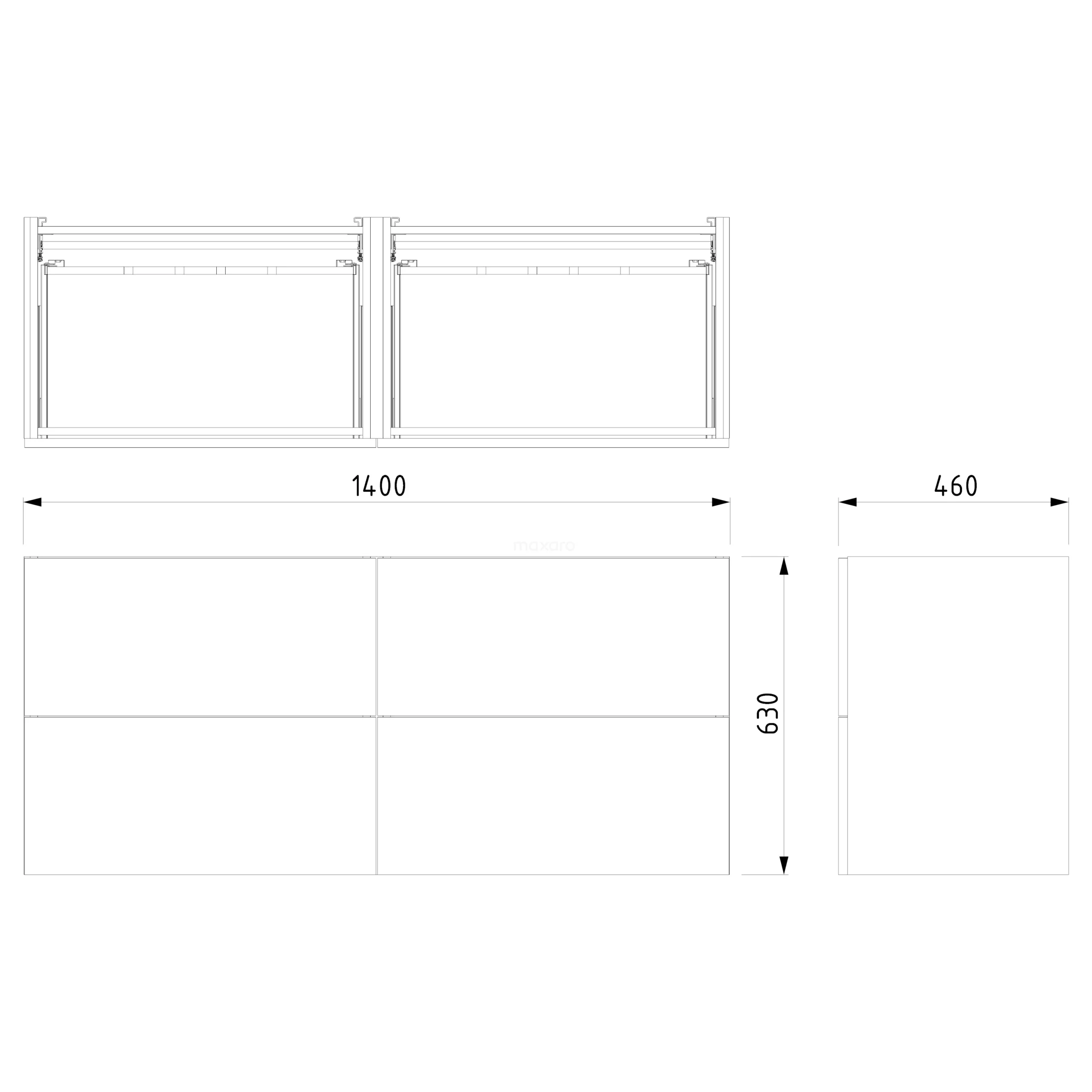 Modulo Plato Badkamermeubel Voor Waskom | 140 Cm Donkergrijs Beton Vlak Front Donkergrijs Beton Blad 4 Lades 7 Modulo Plato Badkamermeubel Voor Waskom | 140 Cm Donkergrijs Beton Vlak Front Donkergrijs Beton Blad 4 Lades - Afbeelding 7