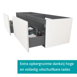 Modulo Plato Badkamermeubel Voor Waskom | 160 Cm Mat Wit Greeploos Front Lichtgrijs Eiken Blad 2 Lades Naast Elkaar -Badkamer Verkoopwinkel modulo plato badkamermeubel voor waskom 160 cm mat wit greeploos front lichtgrijs eiken blad 2 lades naast elkaar bmk12 00989 1