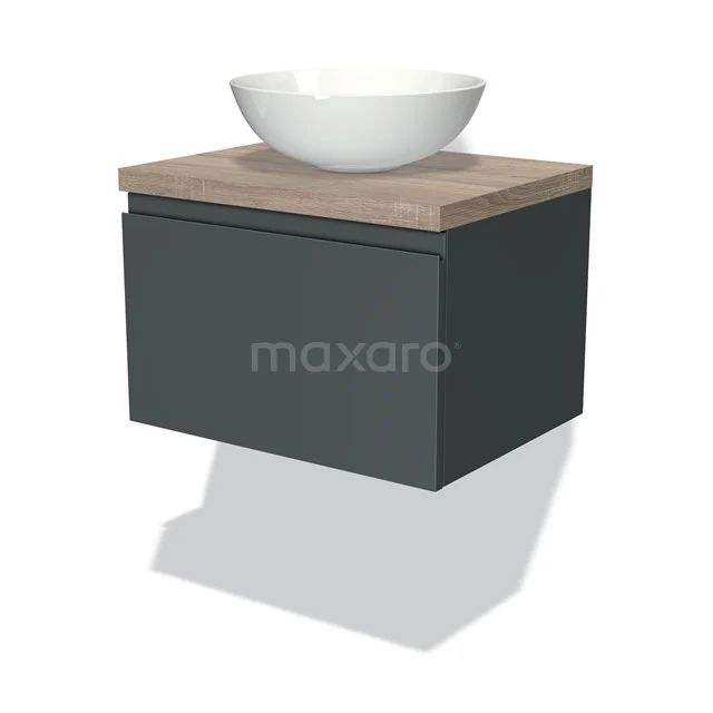 Modulo Plato Badkamermeubel Voor Waskom | 60 Cm Donkergrijs Greeploos Front Eiken Blad 1 Lade 1 Modulo Plato Badkamermeubel Voor Waskom | 60 Cm Donkergrijs Greeploos Front Eiken Blad 1 Lade