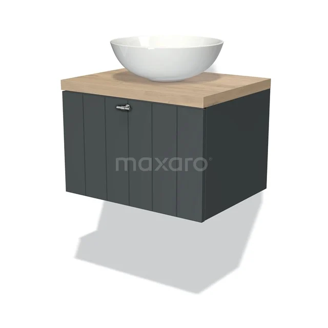 Modulo Plato Badkamermeubel Voor Waskom | 60 Cm Donkergrijs Lamel Front Lichtbruin Eiken Blad 1 Lade 1 Modulo Plato Badkamermeubel Voor Waskom | 60 Cm Donkergrijs Lamel Front Lichtbruin Eiken Blad 1 Lade