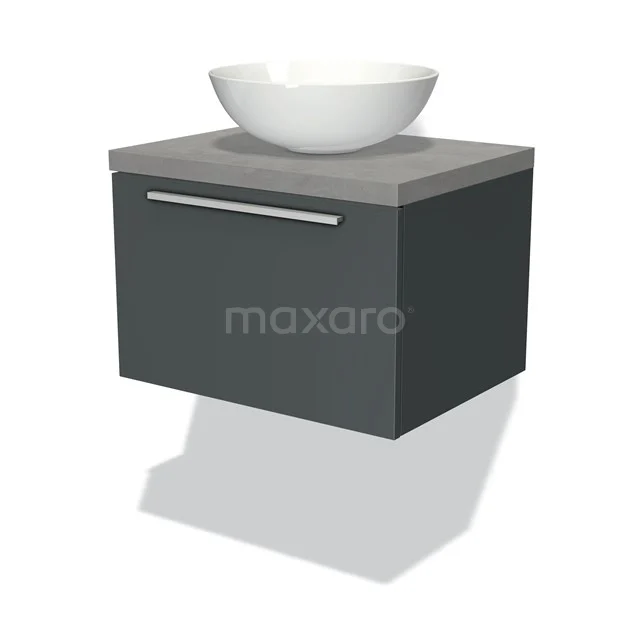 Modulo Plato Badkamermeubel Voor Waskom | 60 Cm Donkergrijs Vlak Front Lichtgrijs Beton Blad 1 Lade 1 Modulo Plato Badkamermeubel Voor Waskom | 60 Cm Donkergrijs Vlak Front Lichtgrijs Beton Blad 1 Lade