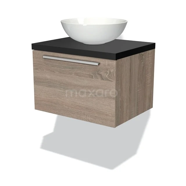 Modulo Plato Badkamermeubel Voor Waskom | 60 Cm Eiken Vlak Front Mat Zwart Blad 1 Lade 1 Modulo Plato Badkamermeubel Voor Waskom | 60 Cm Eiken Vlak Front Mat Zwart Blad 1 Lade