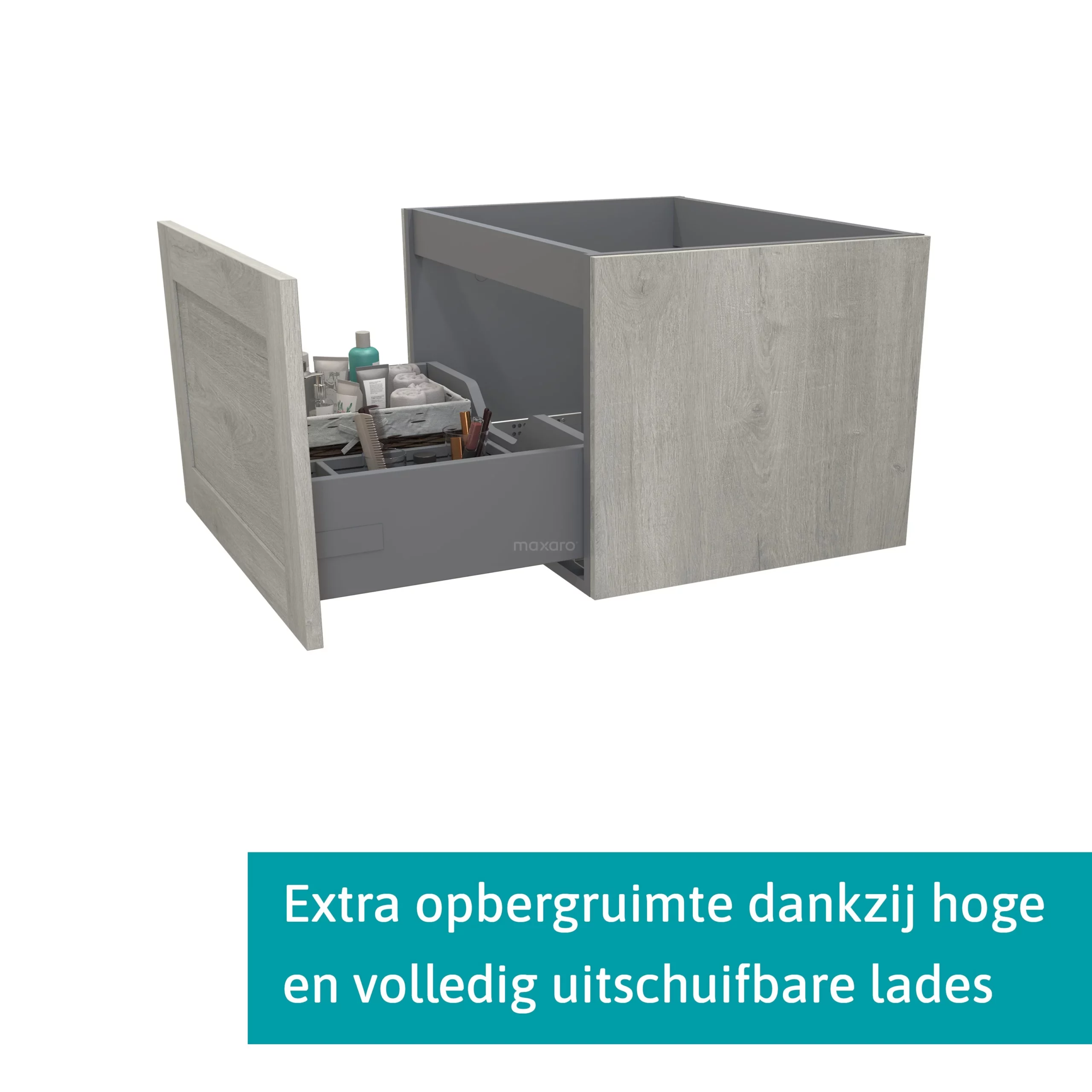 Modulo Plato Badkamermeubel Voor Waskom | 60 Cm Grijs Eiken Kader Front Hoogglans Wit Blad 1 Lade 2 Modulo Plato Badkamermeubel Voor Waskom | 60 Cm Grijs Eiken Kader Front Hoogglans Wit Blad 1 Lade - Afbeelding 2