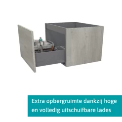 Modulo Plato Badkamermeubel Voor Waskom | 60 Cm Grijs Eiken Vlak Front Mat Wit Blad 1 Lade -Badkamer Verkoopwinkel modulo plato badkamermeubel voor waskom 60 cm grijs eiken vlak front mat wit blad 1 lade bmk11 01591 1