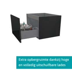 Modulo Plato Badkamermeubel Voor Waskom | 60 Cm Hoogglans Zwart Vlak Front Grijs Eiken Blad 1 Lade -Badkamer Verkoopwinkel modulo plato badkamermeubel voor waskom 60 cm hoogglans zwart vlak front grijs eiken blad 1 lade bmk11 00939 1