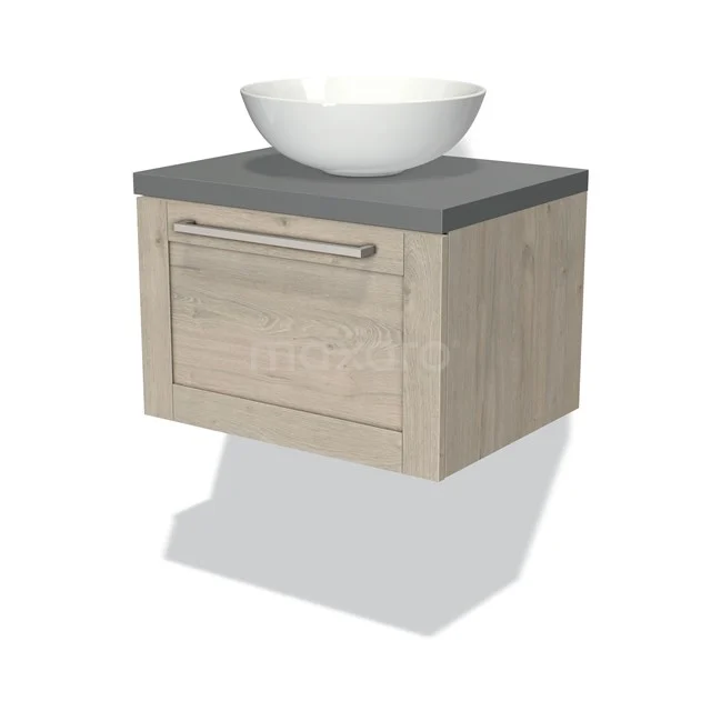 Modulo Plato Badkamermeubel Voor Waskom | 60 Cm Lichtgrijs Eiken Kader Front Middengrijs Blad 1 Lade 1 Modulo Plato Badkamermeubel Voor Waskom | 60 Cm Lichtgrijs Eiken Kader Front Middengrijs Blad 1 Lade