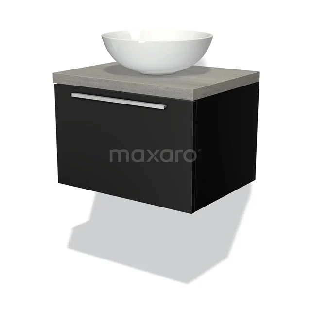 Modulo Plato Badkamermeubel Voor Waskom | 60 Cm Mat Zwart Vlak Front Grijs Eiken Blad 1 Lade 1 Modulo Plato Badkamermeubel Voor Waskom | 60 Cm Mat Zwart Vlak Front Grijs Eiken Blad 1 Lade