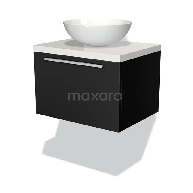 Modulo Plato Badkamermeubel Voor Waskom | 60 Cm Mat Zwart Vlak Front Hoogglans Wit Blad 1 Lade 1 Modulo Plato Badkamermeubel Voor Waskom | 60 Cm Mat Zwart Vlak Front Hoogglans Wit Blad 1 Lade