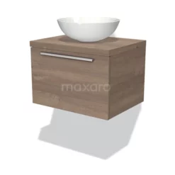 Modulo Plato Badkamermeubel Voor Waskom | 60 Cm Middenbruin Eiken Vlak Front Middenbruin Eiken Blad 1 Lade