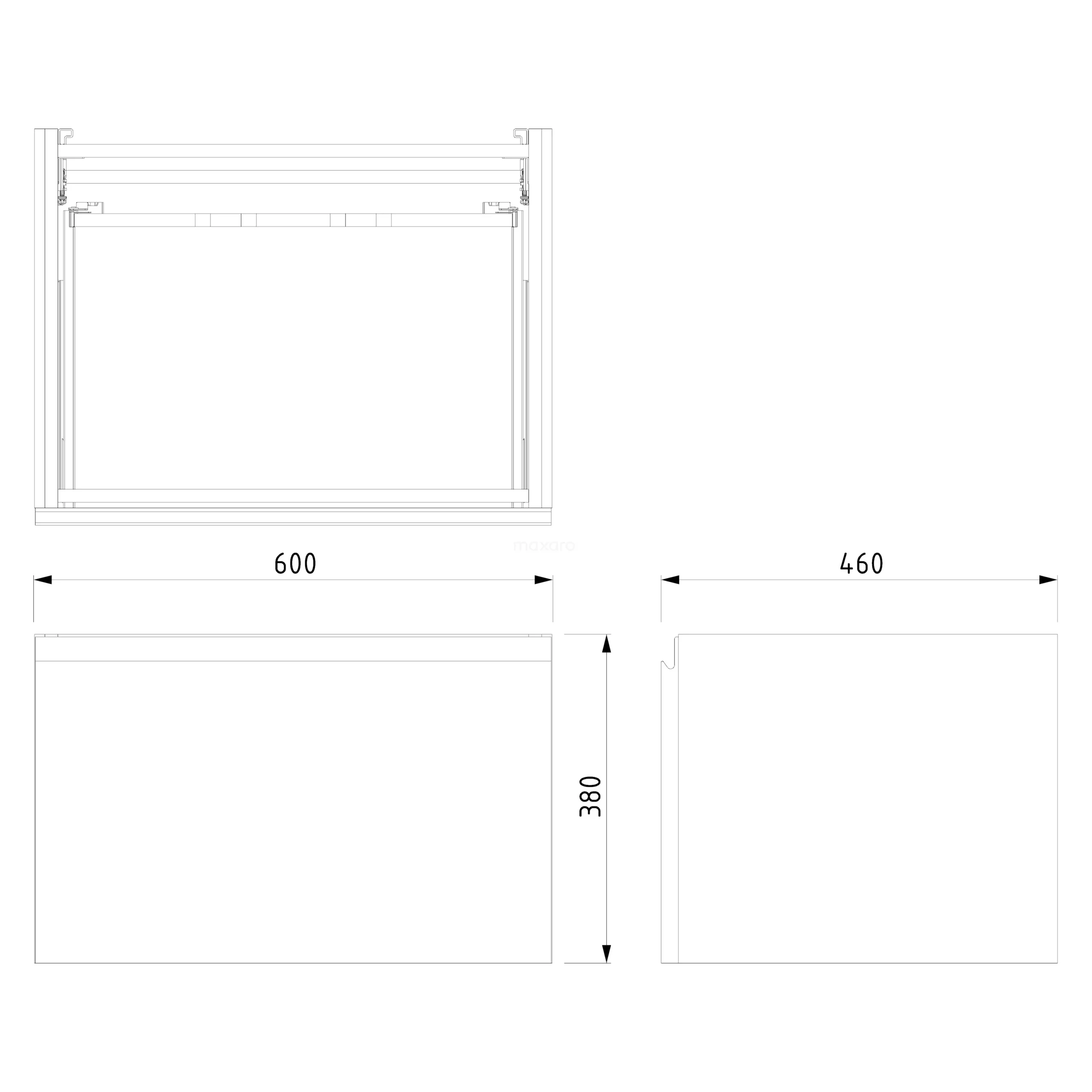 Modulo Plato Badkamermeubel Voor Waskom | 60 Cm Middengrijs Greeploos Front Donkerbruin Eiken Blad 1 Lade 7 Modulo Plato Badkamermeubel Voor Waskom | 60 Cm Middengrijs Greeploos Front Donkerbruin Eiken Blad 1 Lade - Afbeelding 7
