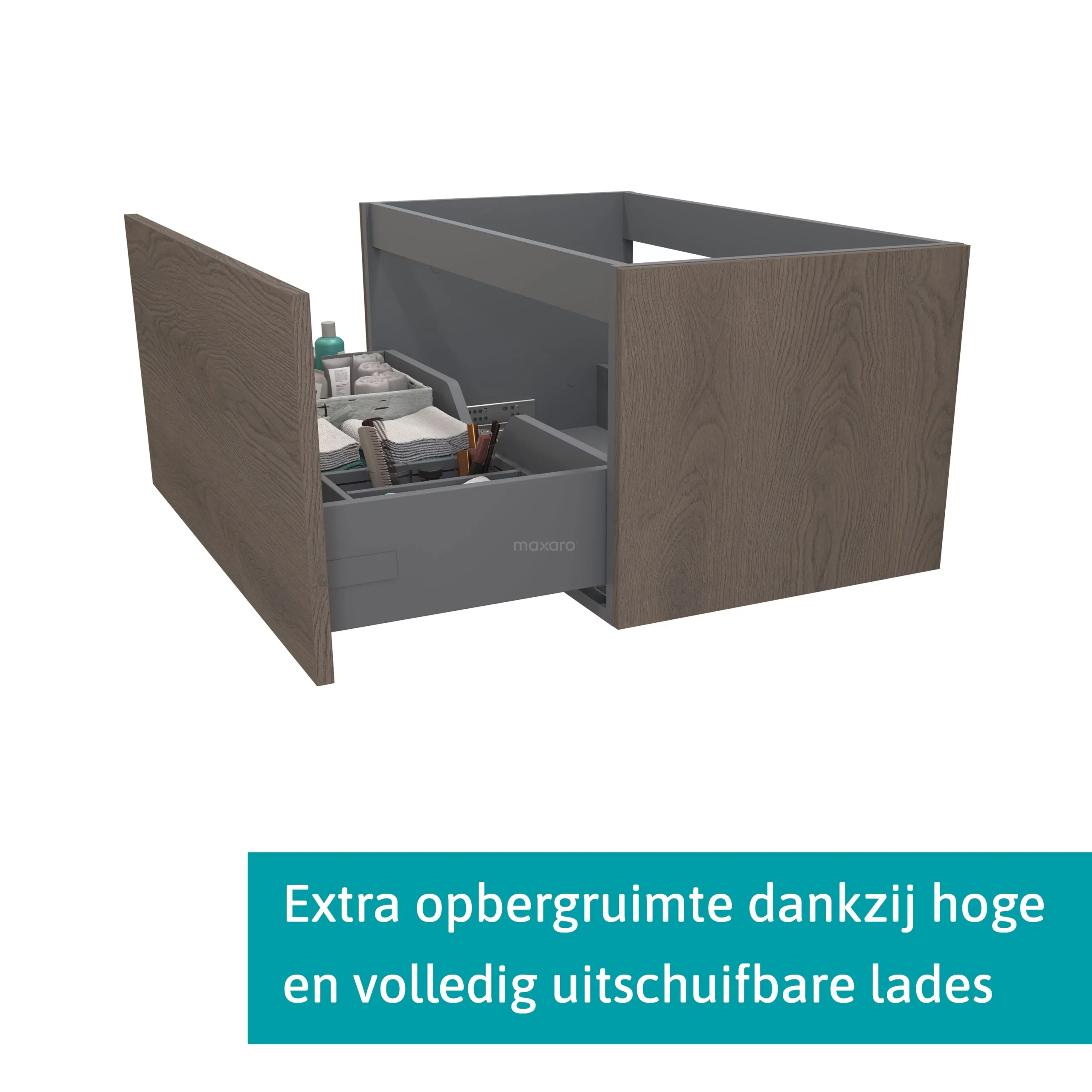 Modulo Plato Badkamermeubel Voor Waskom | 80 Cm Donkerbruin Eiken Vlak Front Donkergrijs Blad 1 Lade 2 Modulo Plato Badkamermeubel Voor Waskom | 80 Cm Donkerbruin Eiken Vlak Front Donkergrijs Blad 1 Lade - Afbeelding 2