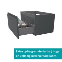Modulo Plato Badkamermeubel Voor Waskom | 80 Cm Donkergrijs Greeploos Front Grijs Eiken Blad 1 Lade -Badkamer Verkoopwinkel modulo plato badkamermeubel voor waskom 80 cm donkergrijs greeploos front grijs eiken blad 1 lade bmk11 00824 1
