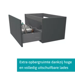 Modulo Plato Badkamermeubel Voor Waskom | 80 Cm Donkergrijs Lamel Front Lichtgrijs Beton Blad 1 Lade -Badkamer Verkoopwinkel modulo plato badkamermeubel voor waskom 80 cm donkergrijs lamel front lichtgrijs beton blad 1 lade bmk11 00826 1