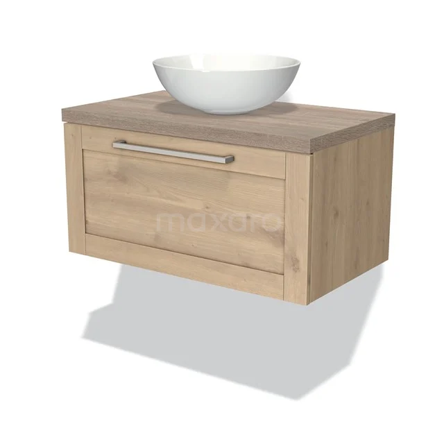 Modulo Plato Badkamermeubel Voor Waskom | 80 Cm Lichtbruin Eiken Kader Front Eiken Blad 1 Lade 1 Modulo Plato Badkamermeubel Voor Waskom | 80 Cm Lichtbruin Eiken Kader Front Eiken Blad 1 Lade