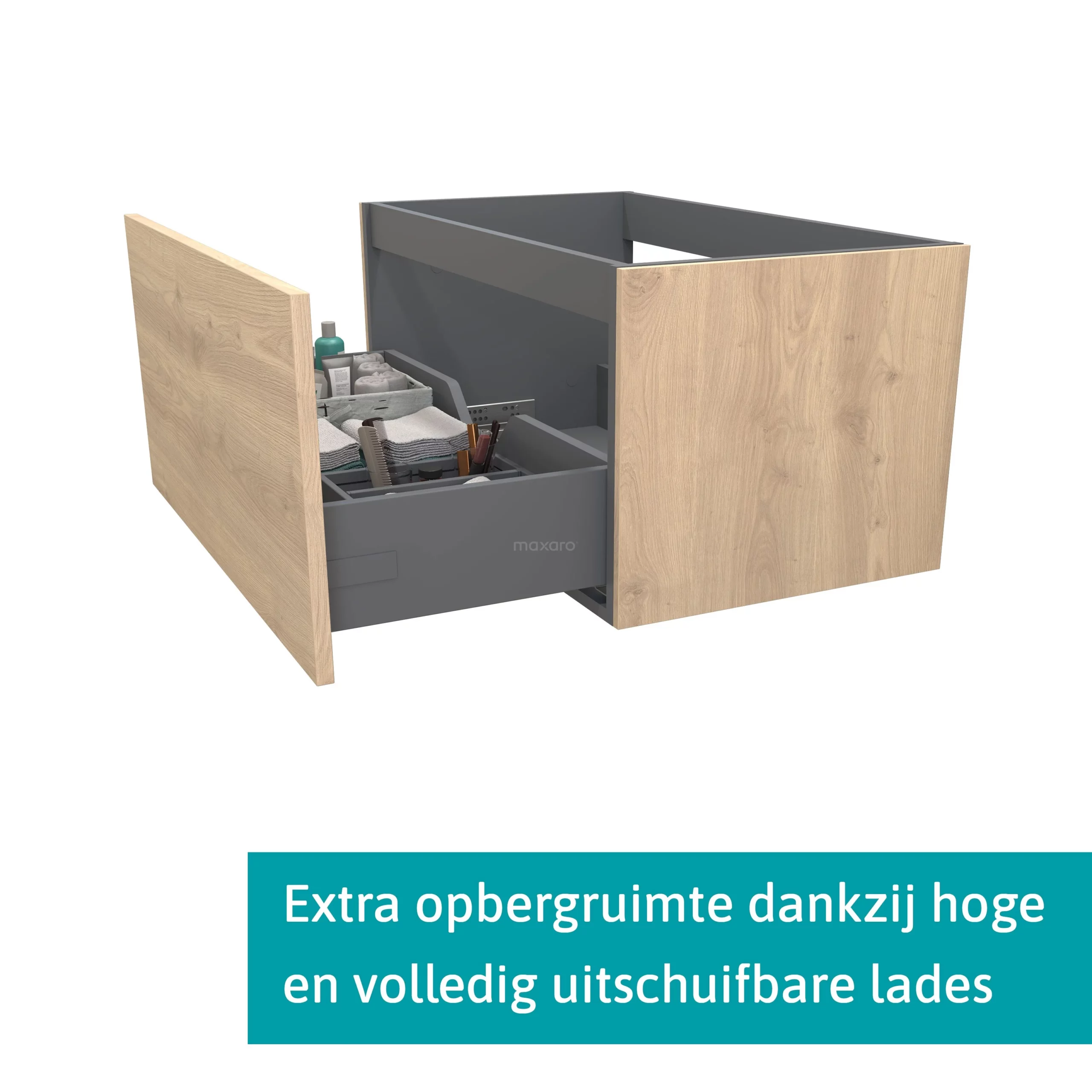 Modulo Plato Badkamermeubel Voor Waskom | 80 Cm Lichtbruin Eiken Vlak Front Middengrijs Blad 1 Lade 2 Modulo Plato Badkamermeubel Voor Waskom | 80 Cm Lichtbruin Eiken Vlak Front Middengrijs Blad 1 Lade - Afbeelding 2