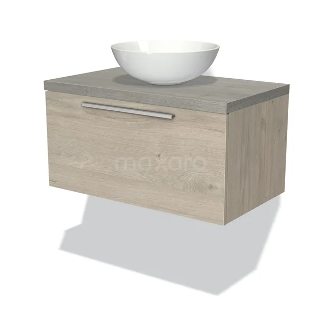 Modulo Plato Badkamermeubel Voor Waskom | 80 Cm Lichtgrijs Eiken Vlak Front Grijs Eiken Blad 1 Lade 1 Modulo Plato Badkamermeubel Voor Waskom | 80 Cm Lichtgrijs Eiken Vlak Front Grijs Eiken Blad 1 Lade