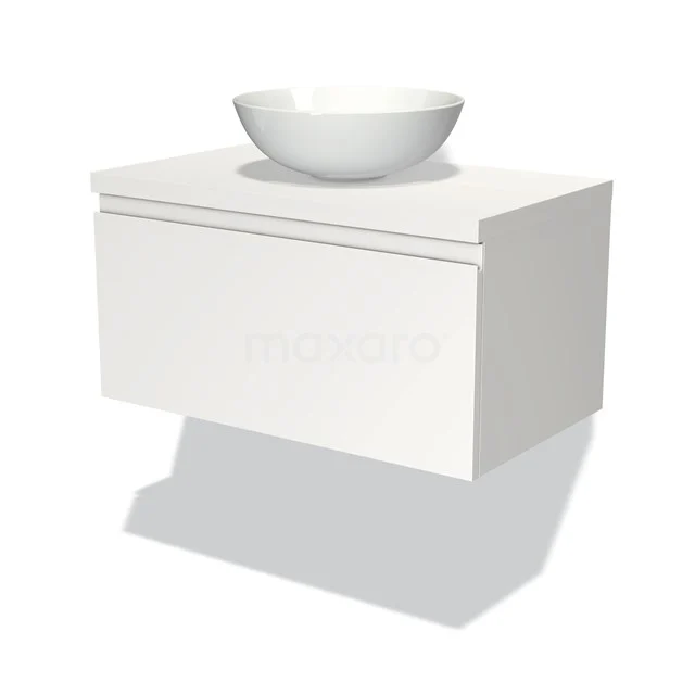 Modulo Plato Badkamermeubel Voor Waskom | 80 Cm Mat Wit Greeploos Front Mat Wit Blad 1 Lade 1 Modulo Plato Badkamermeubel Voor Waskom | 80 Cm Mat Wit Greeploos Front Mat Wit Blad 1 Lade