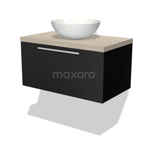 Modulo Plato Badkamermeubel Voor Waskom | 80 Cm Mat Zwart Vlak Front Lichtgrijs Eiken Blad 1 Lade 1 Modulo Plato Badkamermeubel Voor Waskom | 80 Cm Mat Zwart Vlak Front Lichtgrijs Eiken Blad 1 Lade