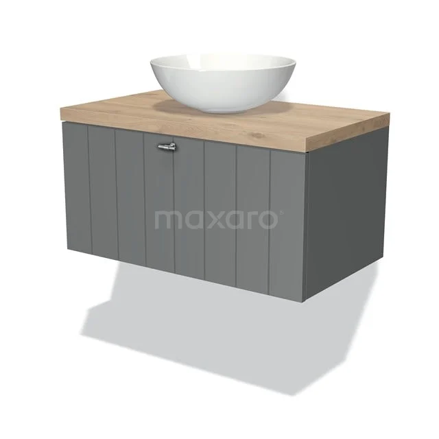 Modulo Plato Badkamermeubel Voor Waskom | 80 Cm Middengrijs Lamel Front Lichtbruin Eiken Blad 1 Lade 1 Modulo Plato Badkamermeubel Voor Waskom | 80 Cm Middengrijs Lamel Front Lichtbruin Eiken Blad 1 Lade