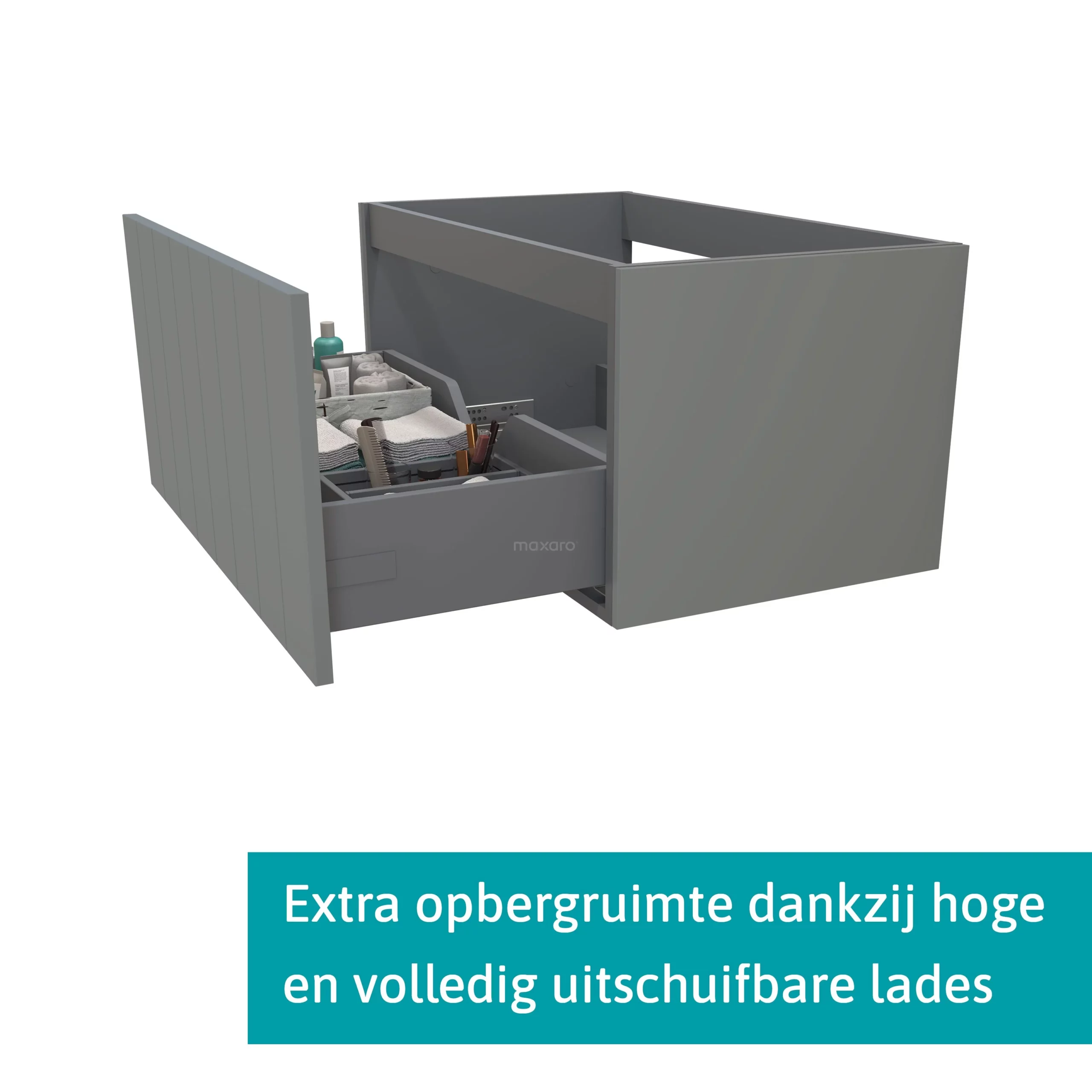 Modulo Plato Badkamermeubel Voor Waskom | 80 Cm Middengrijs Lamel Front Middenbruin Eiken Blad 1 Lade 2 Modulo Plato Badkamermeubel Voor Waskom | 80 Cm Middengrijs Lamel Front Middenbruin Eiken Blad 1 Lade - Afbeelding 2