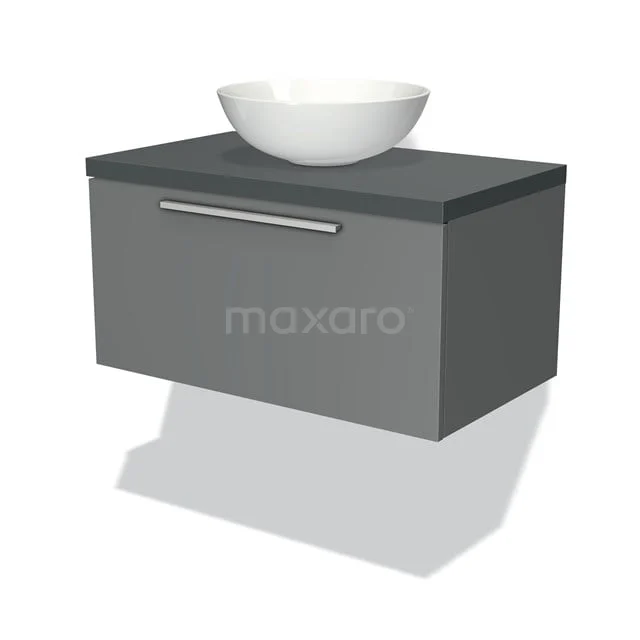 Modulo Plato Badkamermeubel Voor Waskom | 80 Cm Middengrijs Vlak Front Donkergrijs Blad 1 Lade 1 Modulo Plato Badkamermeubel Voor Waskom | 80 Cm Middengrijs Vlak Front Donkergrijs Blad 1 Lade