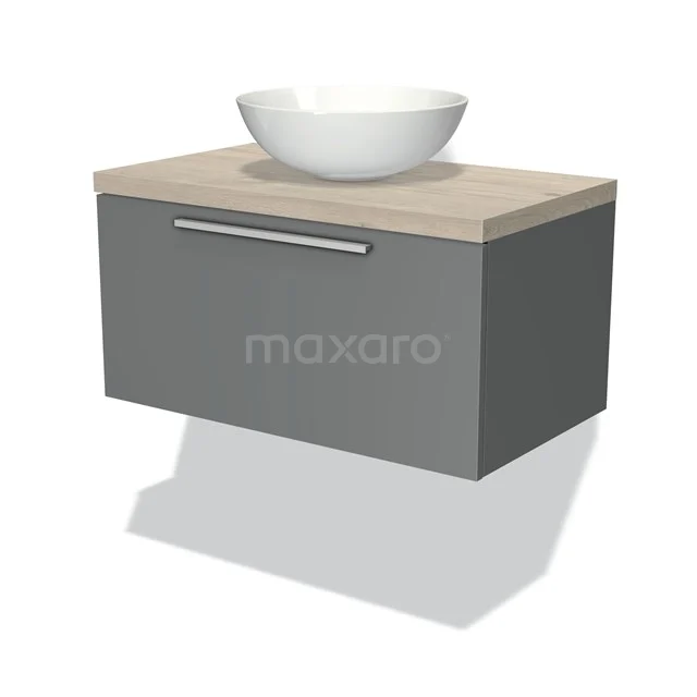 Modulo Plato Badkamermeubel Voor Waskom | 80 Cm Middengrijs Vlak Front Lichtgrijs Eiken Blad 1 Lade 1 Modulo Plato Badkamermeubel Voor Waskom | 80 Cm Middengrijs Vlak Front Lichtgrijs Eiken Blad 1 Lade