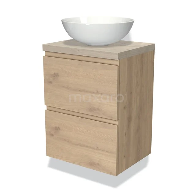 Modulo Plato Slim Badkamermeubel Voor Waskom | 50 Cm Lichtbruin Eiken Greeploos Front Lichtgrijs Eiken Blad 2 Lades Onder Elkaar 1 Modulo Plato Slim Badkamermeubel Voor Waskom | 50 Cm Lichtbruin Eiken Greeploos Front Lichtgrijs Eiken Blad 2 Lades Onder Elkaar