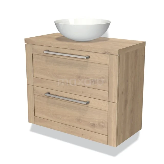 Modulo Plato Slim Badkamermeubel Voor Waskom | 80 Cm Lichtbruin Eiken Kader Front Lichtbruin Eiken Blad 2 Lades Onder Elkaar 1 Modulo Plato Slim Badkamermeubel Voor Waskom | 80 Cm Lichtbruin Eiken Kader Front Lichtbruin Eiken Blad 2 Lades Onder Elkaar