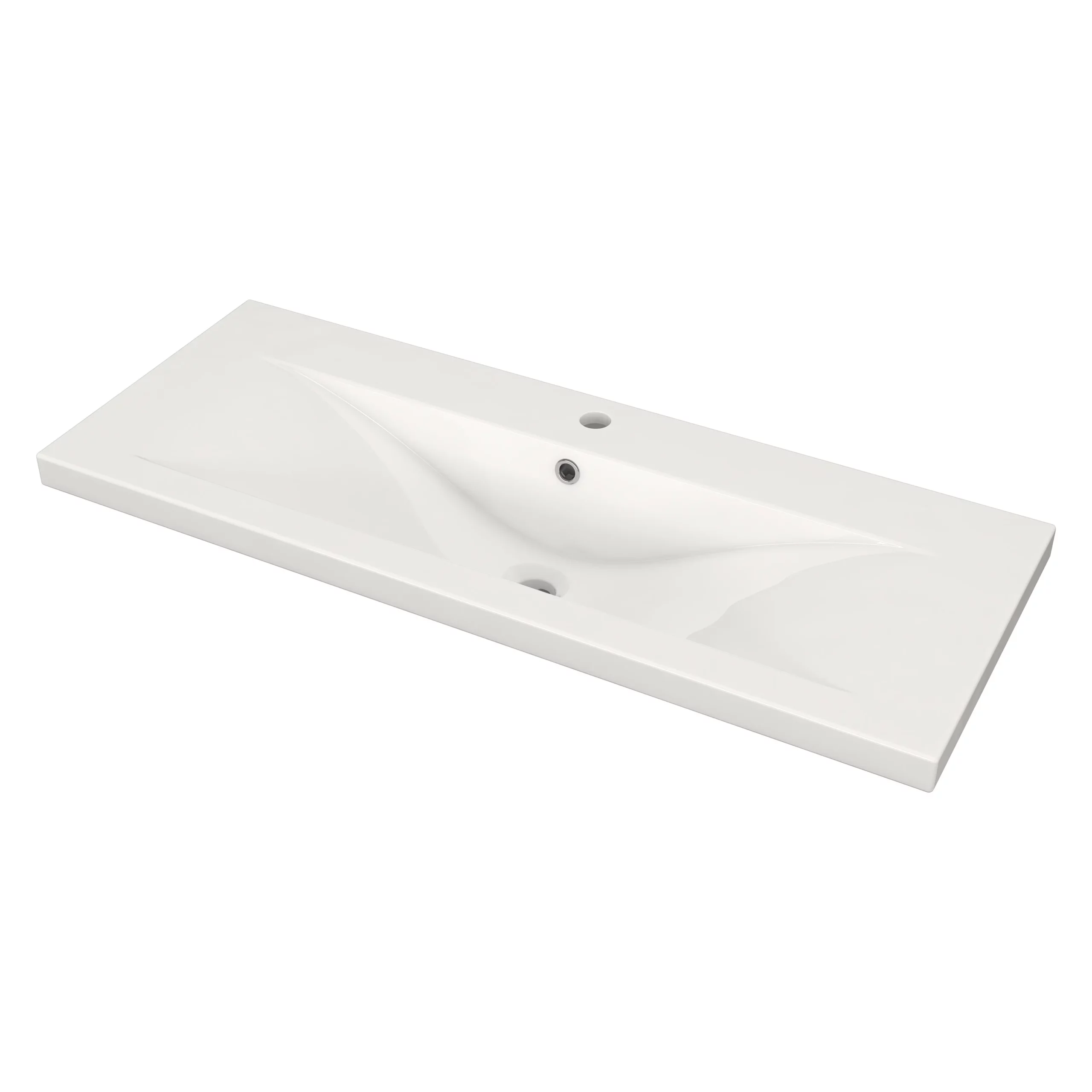 Modulo Slim Badkamermeubel Met Wastafel | 100 Cm Hoogglans Wit Lamel Front Keramiek 2 Lades Onder Elkaar 3 Modulo Slim Badkamermeubel Met Wastafel | 100 Cm Hoogglans Wit Lamel Front Keramiek 2 Lades Onder Elkaar - Afbeelding 3